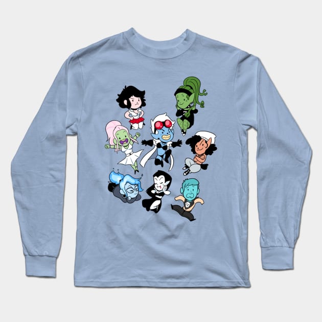 The Gang's All Here! (Dr. Zesty Series) Long Sleeve T-Shirt by PeachFuzz Comics Store
